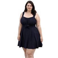 Moteriška maudymosi suknelė su formuojančiu efektu tummy control ir integruotais šortais Saitdress, juoda, 2XL