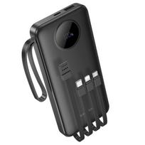 Atsarginis maitinimo šaltinis ("Power Bank") Borofone Power Bank 10000mAh BJ53 Power – su Micro USB, USB, Type C ir Lightning kabeliais, juodas.