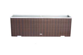 Lauko vazonas iš poliuretano su aliuminio metalo apdaila, šviesiai ruda, 150 cm x 39 cm x 50 cm
