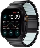 Nomad Stratos dirželis, juodo titano, švytinti ledinė mėlyna, FKM, Apple Watch 45/46/49 mm