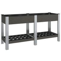 Sodo lovelis su lentyna vidaXL 150x50x75 cm, Pilka