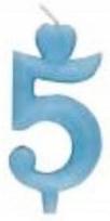 Mėlyna "5" Torto Žvakutė Širdelė Gimtadieniui