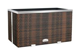 Lauko vazonas iš poliuretano su aliuminio metalo apdaila, 108 cm x 39 cm x 43 cm, rudai juoda