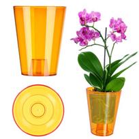 Vazonas orchidėjoms (uždangalas), plastikinis, oranžinis, 12 cm