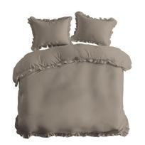 Medvilninė patalynė su raukiniais, boho stiliaus, užsegama sagomis 160x200 Taupe