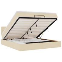 vidaXL Osmanų lova su čiužiniu ir LED kreminiu 180x200 cm audiniu