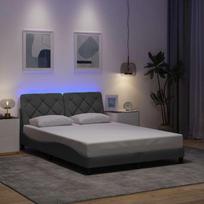 vidaXL Lovos rėmas su LED be čiužinio, šviesiai pilkas, 140x200 cm