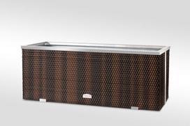 Lauko vazonas iš poliuretano su aliuminio metalo apdaila 98 cm x 25 cm x 34 cm, rudai juoda