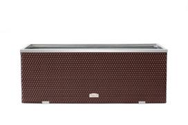 Lauko vazonas iš poliuretano su aliuminio metalo apdaila 98 cm x 25 cm x 34 cm, riešutinė ruda