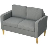 HOMCOM Sofa 2 sėdimų vietų maža sofa su porankiu, daiktadėžė, šiuolaikiška minkšta sofa, medinės kojos, pagalvėlės, svetainės sofa, miegamasis, 117 x 63 x 79 cm, šviesiai pilka, Šviesiai pilka