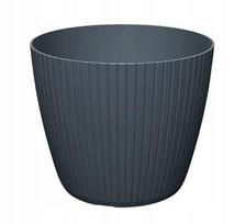 Antracito spalvos plastikinis gėlių vazonas 13,8x11,5 cm Lamia dryžuotas gėlių vazonas, 13,8x11,5 cm