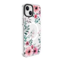 „Evelatus“ dėklas „Apple iPhone 15 PC+TPU“ su „MagSafe“ pritaikytu spaudiniu, permatomas, gėlės spalvos