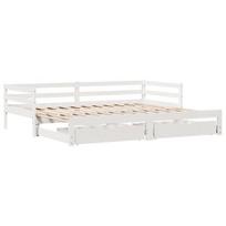 vidaXL Lova su ištraukiama dalimi/stalčiais be čiužinio balta 80x200cm