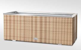 Lauko vazonas iš poliuretano su aliuminio metalo apdaila 100 cm x 30 cm x 60 cm, šiaudinė