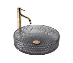 REA-U8880 - Praustuvas ant stalviršio CRISTAL, skersmuo 39 cm, stiklas/dūminė pilka