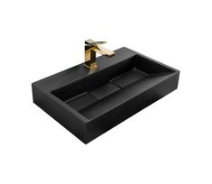 REA-U8779 - Ant stalviršio montuojamas praustuvas GOYA 37x60 cm konglomeratas/matinė juoda