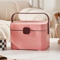 Medicine Box, Household Sundries Storage Box, Hand-held Double-layer Medicine Organization Box with Lock, Medicine Storage Box Cherry blossom pink