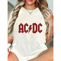 2025 Nauji moteriški marškinėliai ACDC Roko grupė Trumpomis rankovėmis Medvilniniai marškinėliai Aukštos kokybės Prekės ženklo marškinėliai Unisex Vasariniai Y2k Viršutiniai drabužiai Gatvės stilius S balta
