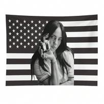 Billie Eilish Rožinė JAV Vėliava Gobelenas Muzikos Artistė Sienų Dekoras Pop Dainininkė Sienos Menas Studentų Bendrabučiui Miegamajam Šaulių Mergaičių Dovanų Idėja 74x94cm(29x37in)