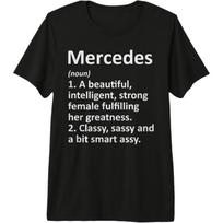MERCEDES Apibrėžimas Personalizuotas Vardas Juokinga Kalėdinė Dovana Aukščiausios Kokybės Marškinėliai S juoda