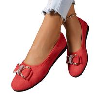 Women's Fashion Plus-Size Casual Rhinestone Bow Loafer 43 raudona