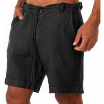 Men's Cotton Linen Shorts Pants Male Summer Breathable Solid Color Linen Trousers Fitness Streetwear S-4XL M juoda