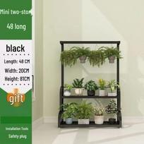 Iron Art Balcony Flower Stand with Wheels juoda spalva