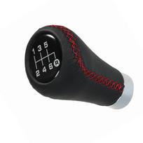 Car Manual Gear Shift Knob Shifter Black Leather Red Stitch 6 Speed  Gear Stick Shift Knob raudona
