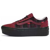 Vans Old Skool Stackform Aksominiai Langeliai Unisex Sportbačiai Raudoni Port Juodi VN0A7Q5M02Y 38.5