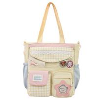 Women's Shoulder Bag Student Book Bag Large Capacity Handbag Color Block Crossbody Bag geltona