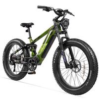 Cyrusher Ranger 2.0 Žalias/Baltas/Juodas 250W Variklis 52V 20Ah Nuimama Baterija 9 Greičiai 26x4.0 colių Padangos Kalnų Visureigių Elektrinis Dviratis žalia