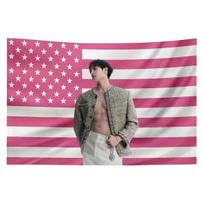 Bang Chan Rožinė Amerikos Vėliava Kpop Vėliava Idol Gobelenas Sieninė Plakatas Puikiai tinka Kambario Bendrabučio Dekoro Sodui Kieme 74x94cm(29x37in) gray