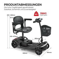 Sweetrich S2 Electric Scooter 250W 24V 12Ah 7.5 * 2.0  Tire Elderly City Road Mobile Electric Scooter Swivel Chair LED Light 136kg Load Black 250W 24V 12AH juoda