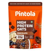 PINTOLA 25g Didelio baltymų kiekio avižos 1kg, Tamsus šokoladas, Be rafinuoto cukraus, su migdolais, razinomis, moliūgų ir čija sėklomis, 8g skaidulų, Kočiotų avižų dribsniai svorio metimui