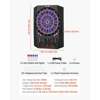 SucceBuy 13.5inch Electronic Dart Board 45 Games 474 Variations 8 Players 6 Darts 50 Soft Tips LED Scoring for Home Party Bar