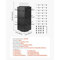 SucceBuy Rotating Pegboard Display Stand 7.4 x 7.4 x 17 in 4-Sided Spinning Peg Board Display with 24 Hooks for Grocery Retail juoda