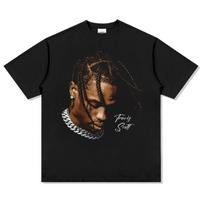 Travis Scott Grafinis marškinėlis Per didelis Hip Hopo Raperio Medvilninis Marškinėlis Streetwear Unisex Moteriškas Laisvalaikio Vintage Y2K Viršus Astroworld Stilius S