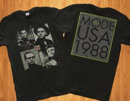 Depeche Mode JAV turas 1988 m. Vintažiniai koncertiniai marškinėliai, Sunkūs grupės marškinėliai vyrams 2XL