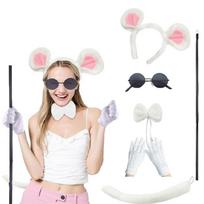 Pelės Ausų Lankelis Uodega Aklųjų Lazdelė Peteliškė Saulės Akiniai Pelės Kostiumo Aksesuarų Rinkinys Helovino Kostiumas Cosplay vakarėlio Rekvizitas