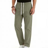 Men's Cotton-Linen Summer Straight-Leg -Color Casual Trousers L armijos žalia spalva