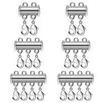 2pcs Multi Strand Necklace Layer Lobster Clasp Slide Magnet Tube Connector Locks Magnetic Separator  for Bracelet Jewelry Making 5 Rows