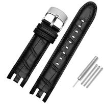 Genuine Leather Watch Strap for Swatch YRS401/402/403 412G Curved Concave-Convex Mouth Cowhide 21mm Men Watch Band Accessories 21mm