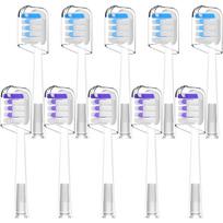 10 Pcs/Pack Replacement Toothbrush Heads For Laifen Wave Electric Toothbrush, Cleansing and Brightening , Transparent