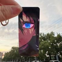 Demon Anime Slayer Keychain Rengoku Kyoujurou Kimetsu No Yaiba Shining Eyes Double Sided Light-Transmitting Key Backpack Pendant
