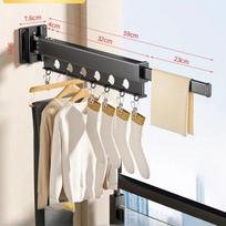 Retractable Cloth Drying Rack Space Saving Laundry Clothesline Wall Mount Clothing Rack Z-Shape Folding Clothes Hanger Indoor