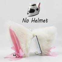 Motociklo šalmo priedai Pūkuotos pliušinės katės ausys, ausys nuimamos, tinka vyrams ir moterims balta