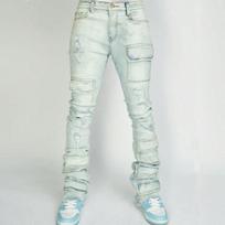 DRIPX Vyriški Džinsai Ilgos Kelnės Denim Flare Kelnės Su Skylėmis Tiesios Kelnės Slim Fit Aukštas Juosmuo Laisvalaikio Mygtukas Kišenė Siuvimas Ruduo Žiema M juoda