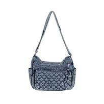 Denim Multi-Layer Small Square Bag Women's Shoulder Crossbody Bag tamsiai mėlyna spalva