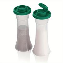 [Atsparūs drėgmei] Plastikiniai druskos ir pipirų barstytuvai su dangteliais | 2 vnt. | Plastikas | Atsparūs drėgmei, su uždengiamu laikmačiu | Namų virtuvė, restoranas, stovyklavimas 2pcs tamsiai žalia spalva