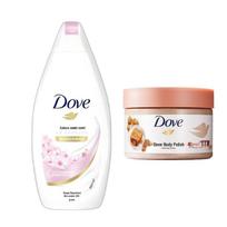 Dove Cherry Blossom & Coconut Body Wash & Exfoliating Scrub Set